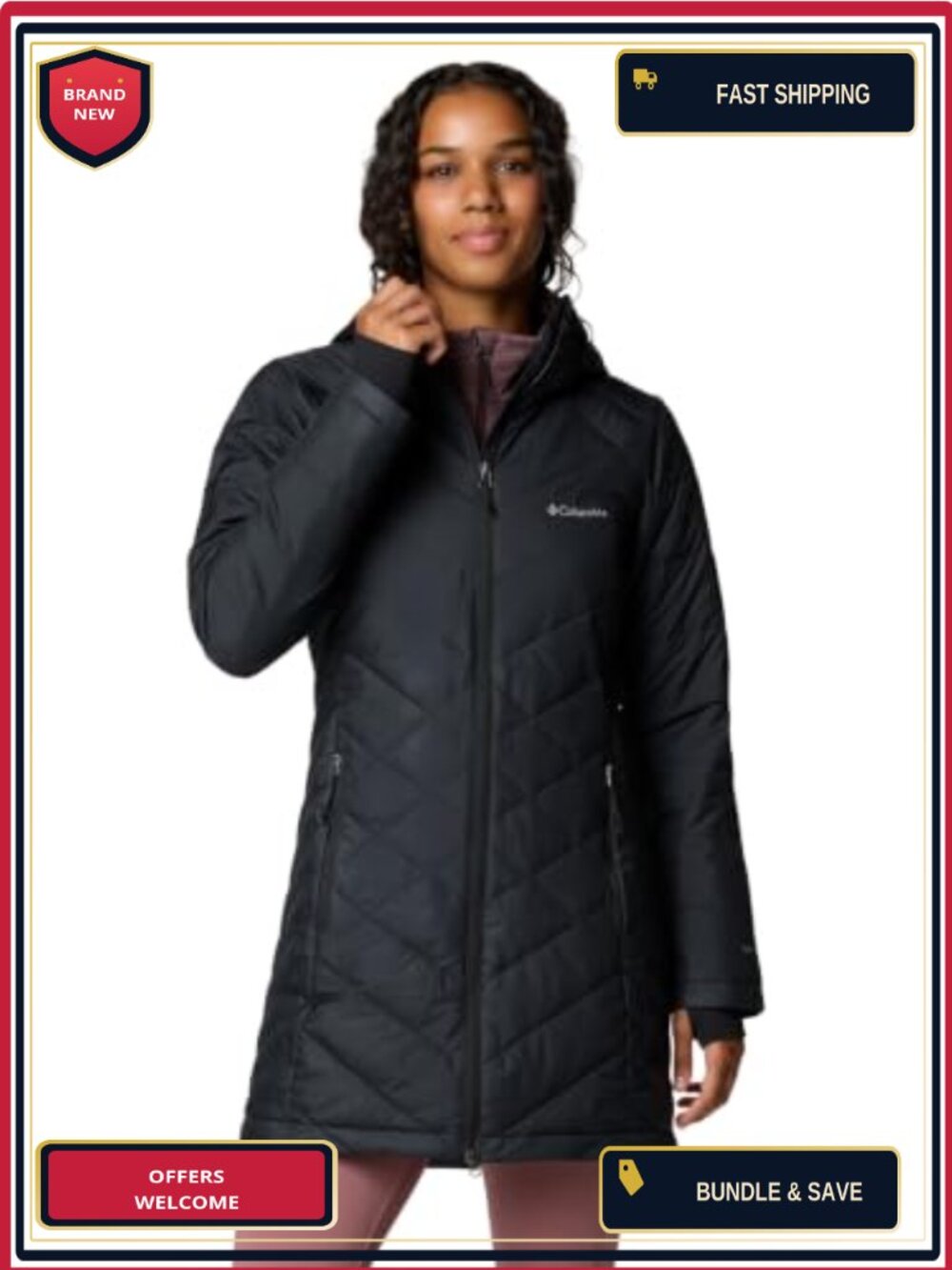 Columbia Womens Heavenly Long Hooded Jacket Synthetic Down Omni-Heat